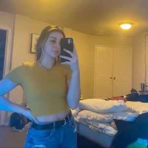 Tight ribbed yellow top